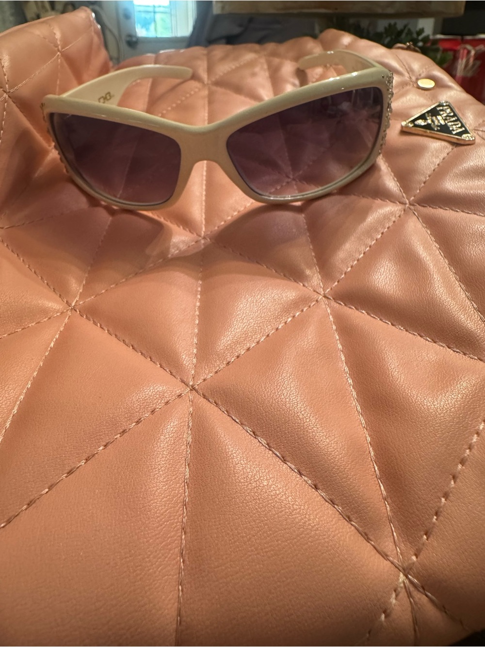 Dolce & Gabbana White Frame Sunglasses with Purple Lenses